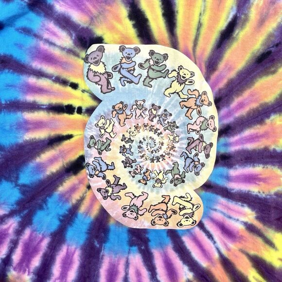 Grateful Dead Spiral Trippy Bears Tie Dye‎ Classic Rock Music Band T Shirt - Picture 4 of 7